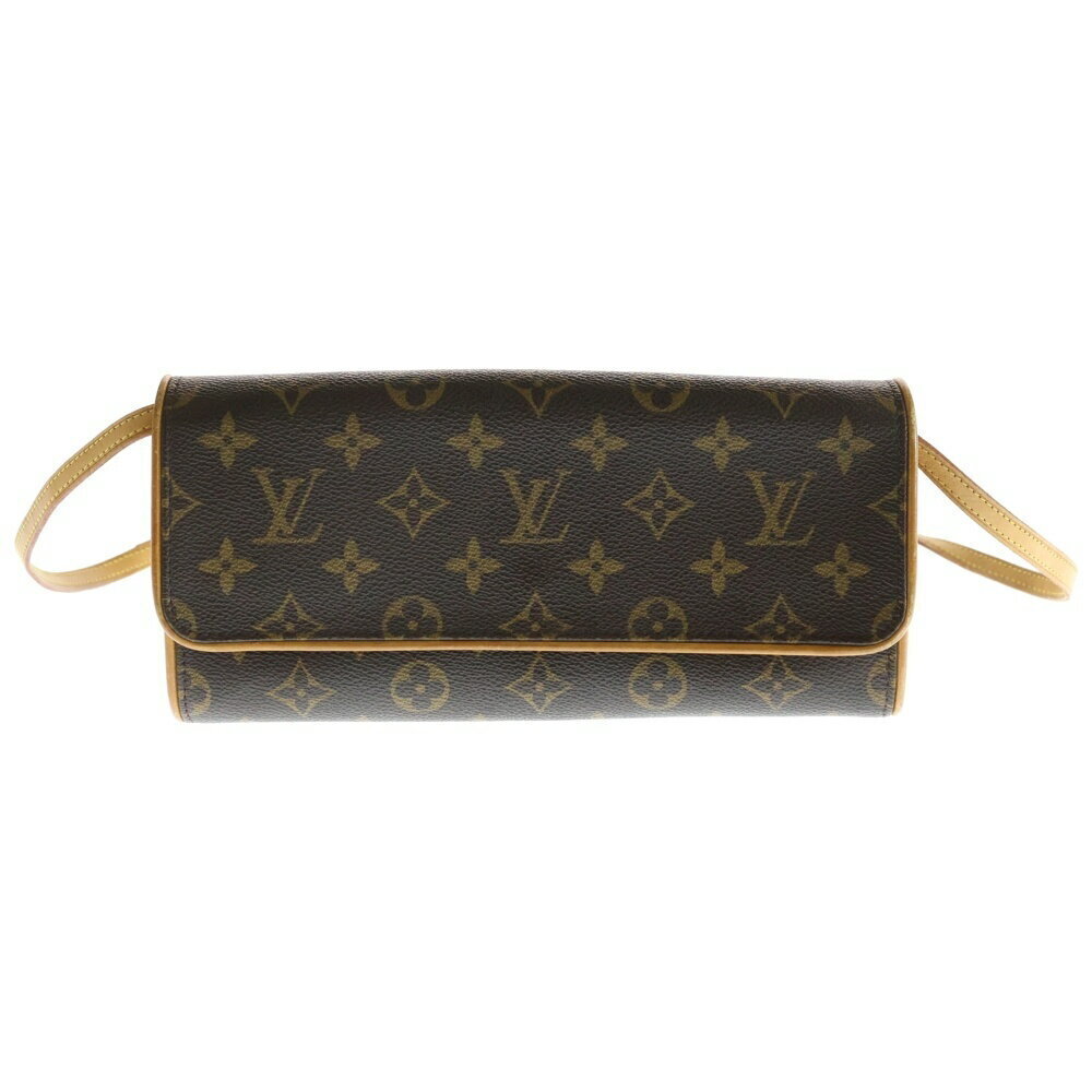 LOUIS VUITTON Monogram Pochette Twin Clutch Shoulder Bag Brown